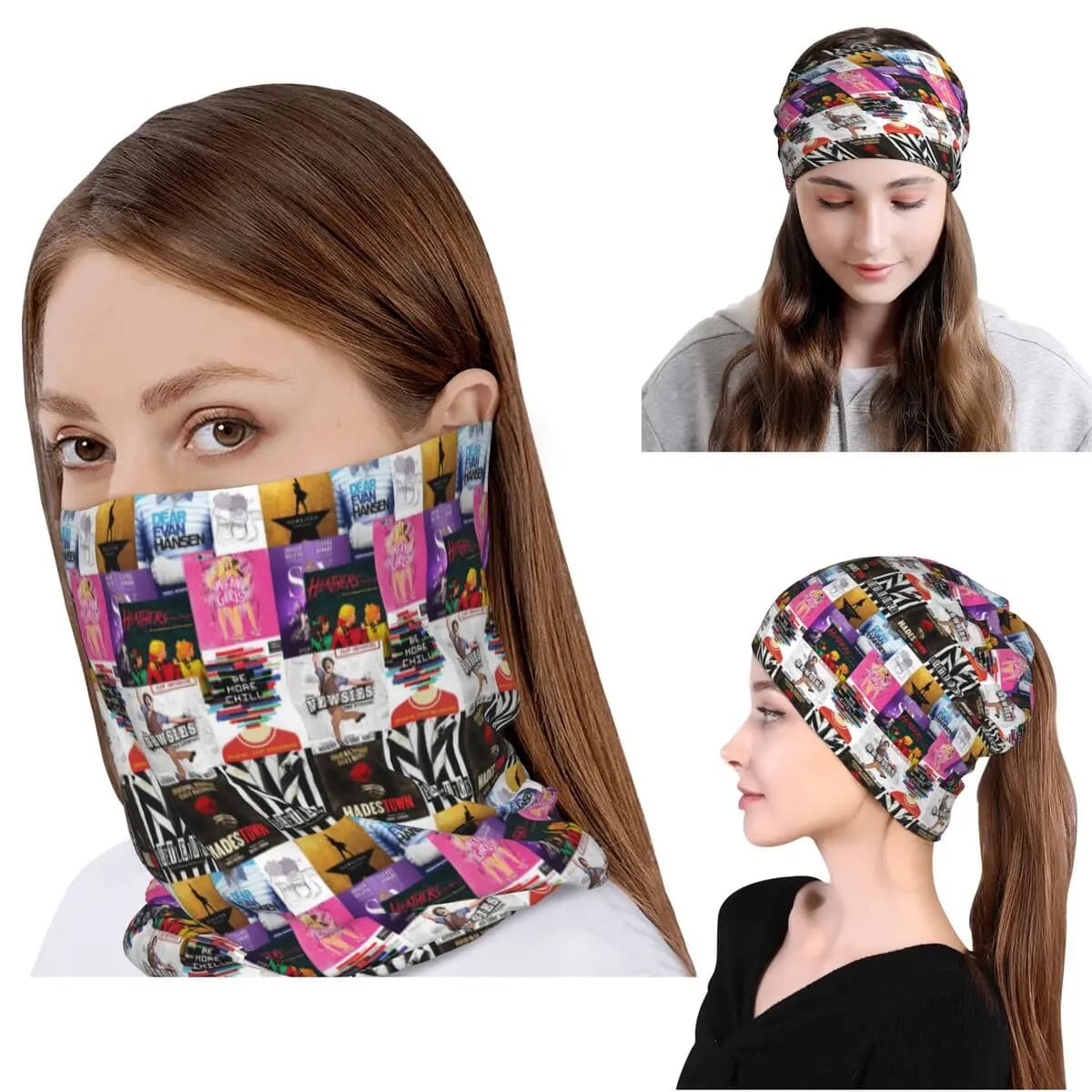 Musicals Collage Iv Musical Play Bandana Neck Cover Wrap Scarf Multifunction Cycling Scarf Beanies Hat Unisex Adult Windproof