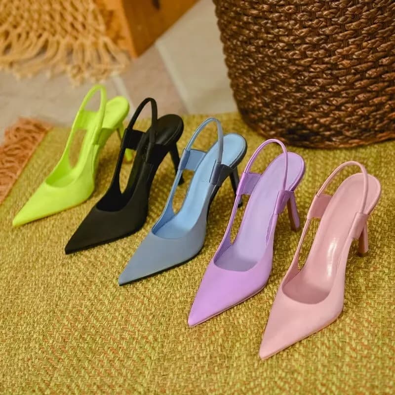 Sandali da donna Nuovi tacchi alti estivi Sandali singoli con punta chiusa Sandali da donna con punta cava e tacco medio sottile