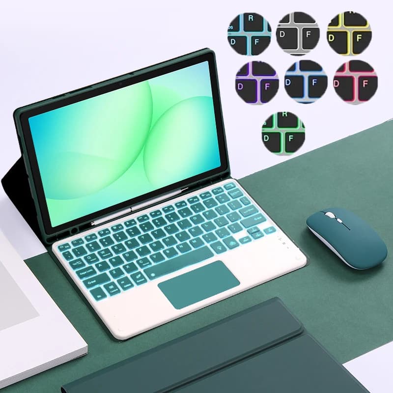 Tastiera retroilluminata con trackpad per Samsung Galaxy Tab A11+ A11 Plus Custodia con slot per matita per Galaxy Tab A11 Plus Custodia per tastiera