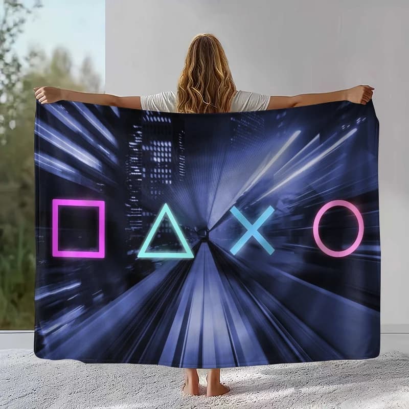 Cartoon Game Gamer Zone Controller Logo Flannel Blanket,Ultra Soft Warm Plush Throw for Home Bedroom Bed Sofa Cover Picnic gift