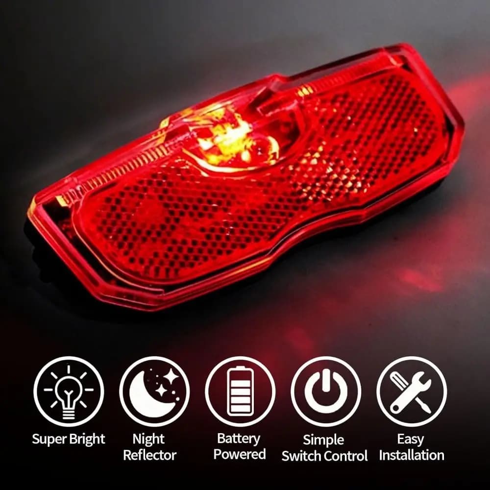 Professional Red Bike Tail Light Battery Powered Night Reflective Luggage Rack Reflector Easy Mount Bike Rack Tail Light Cycling