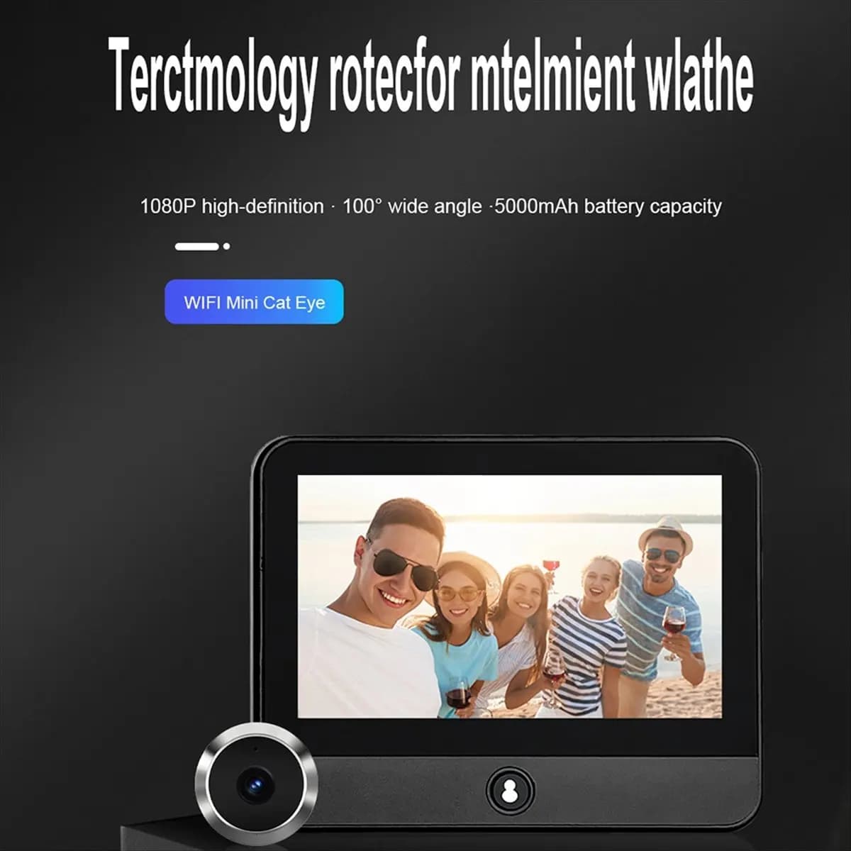 wilwill 4.3-Inch HD Video Doorbell Tuya Wifi Remote Intelligent Visual Doorbell Built-in 5000mAh Rechargeable Battery