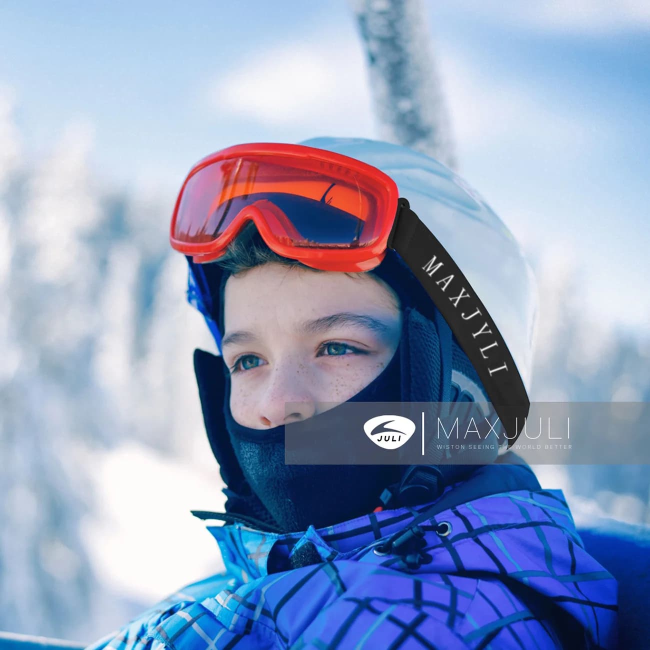 MAXJULI Occhiali da snowboard Anti Fog Telaio morbido in TPU Sport invernali all'aria aperta Protezione UV400 3-6 Occhiali da sci per bambini 4301