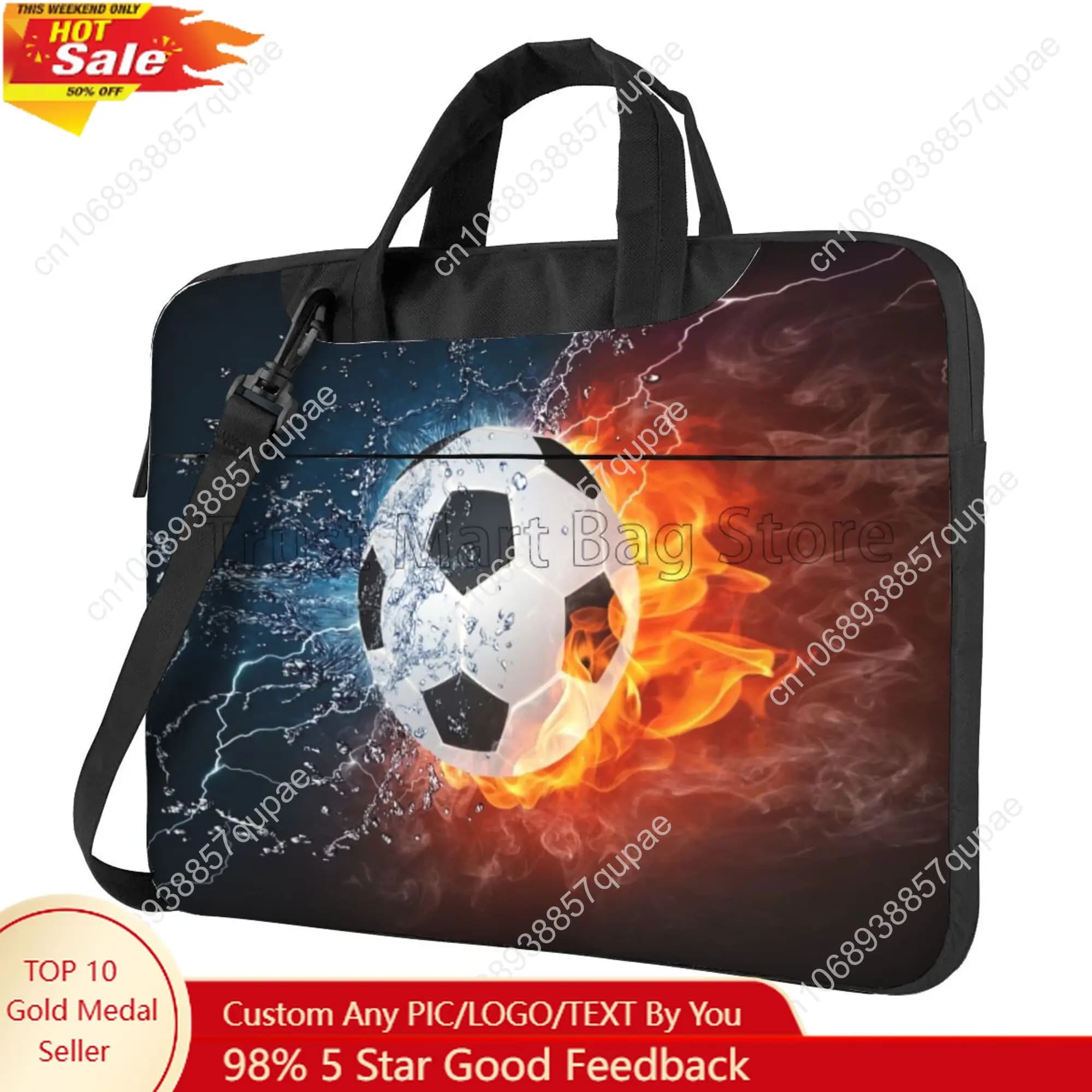 Borsa a tracolla per laptop con stampa pallone da calcio compatibile con custodia per PC personalizzata da 13/14/15,6 pollici