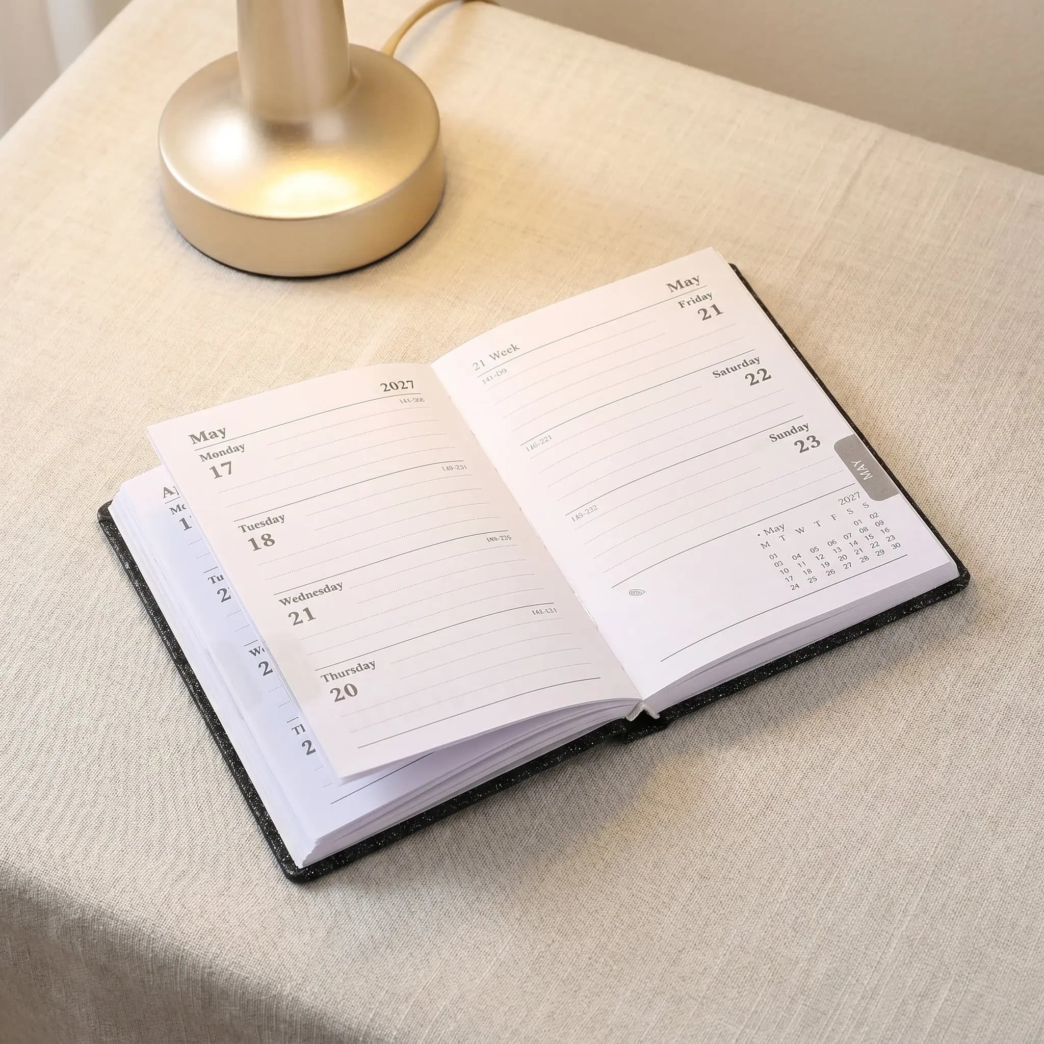 2027 Pocket Size Daily Planner A7 Notebook Black PU Hardcover Professional Organizer Task Scheduler Office Study Journal