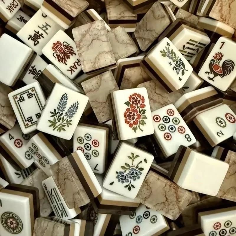 New 4-Layer Acrylic Engraved Mahjong Tiles Marble Pattern American Mahjong Set 160 Tiles Mah Jongg Portable Travel Family Party