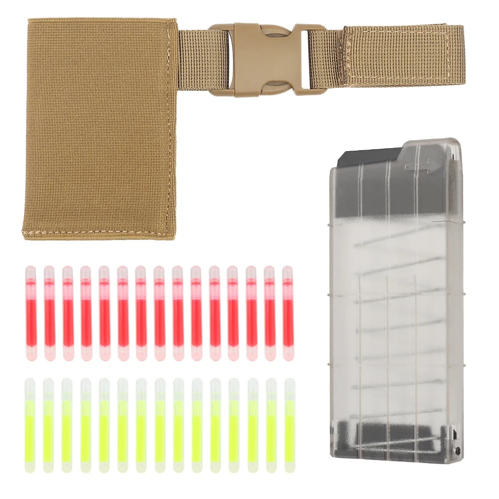 Tactical Glow Sticks with Fixed Sleeve Marking Light Dispenser with Training Light & Belt Pouch Hanger for Airsoft CS Game