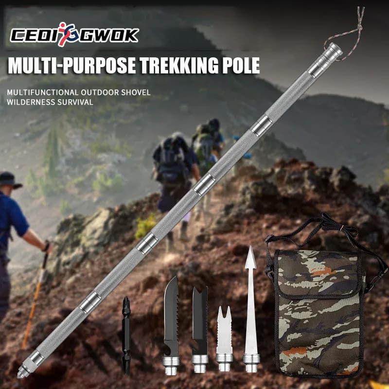 CEOI GWOK Adjustable folding hiking poles Compact trekking poles for mountain climbing Multifunctional walking poles