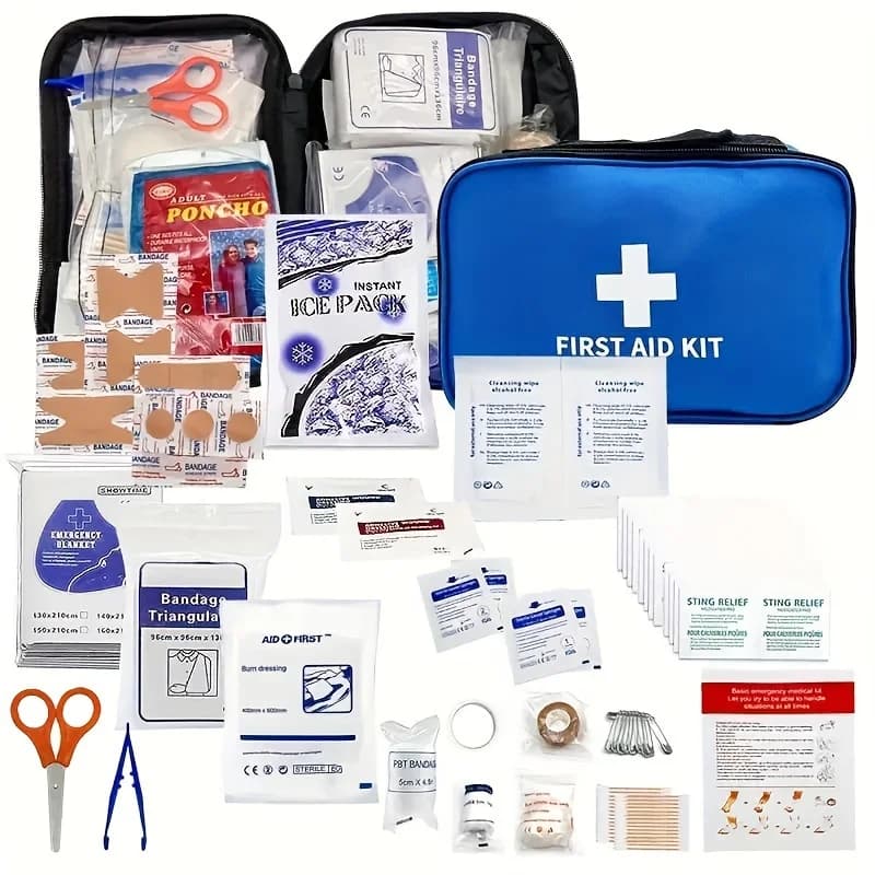Kit di pronto soccorso da viaggio completo di emergenza da 188 pezzi: include un attrezzatura di sopravvivenza di base per viaggi e uso domestico