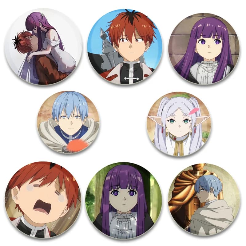 Round Anime Frieren Beyond Journey End spille smaltate spilla fatta a mano distintivo Cosplay del fumetto su zaino accessori per gioielli regalo