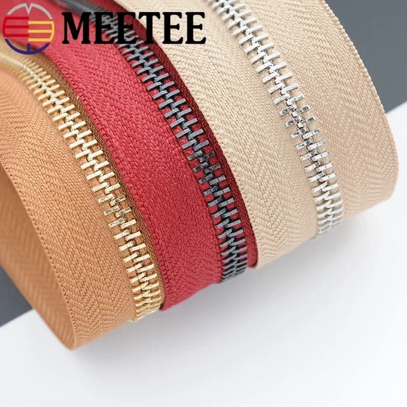 Meetee 5 da 1/3/5 metri # Nastri con cerniere in metallo per cucire borse per indumenti vestiti giacca kit di riparazione con cerniera accessori per artigianato su misura