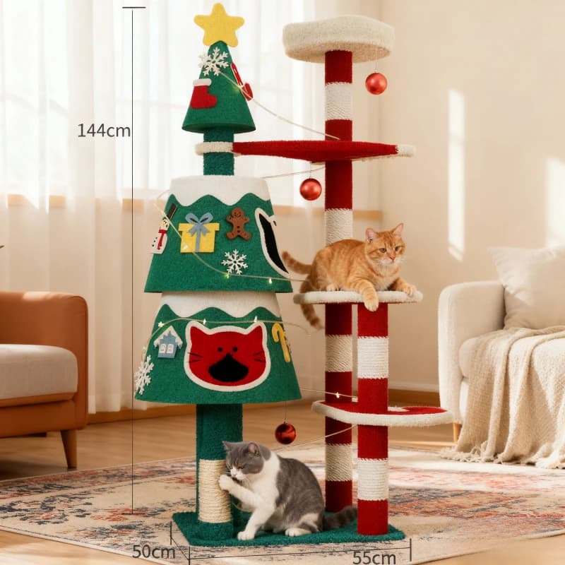 Struttura da arrampicata per gatti della serie natalizia, letto per gatti, albero per gatti, tiragraffi per gatti, villa per gatti in sisal, giocattoli per gatti non occupanti all-in-one