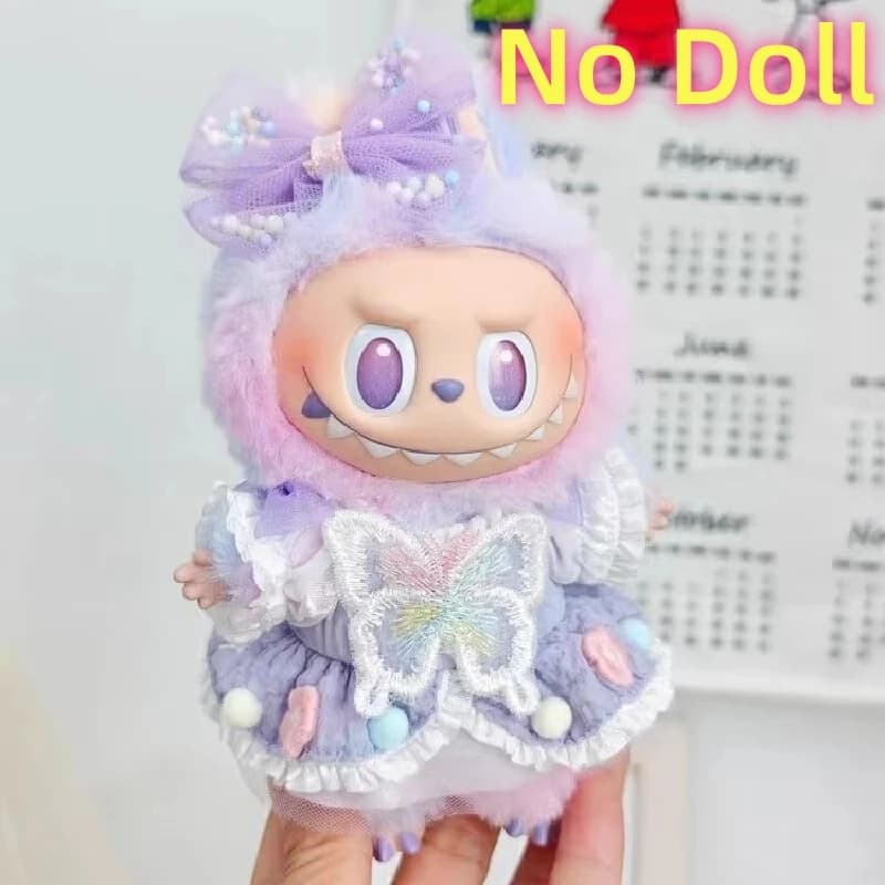 Vendita calda Solo vestiti per 17 cm Monster Lafufu V3 Ciondolo bambola in vinile ad alta energia Lucky Purple Butterfly Baby Vestono gonna giocattolo