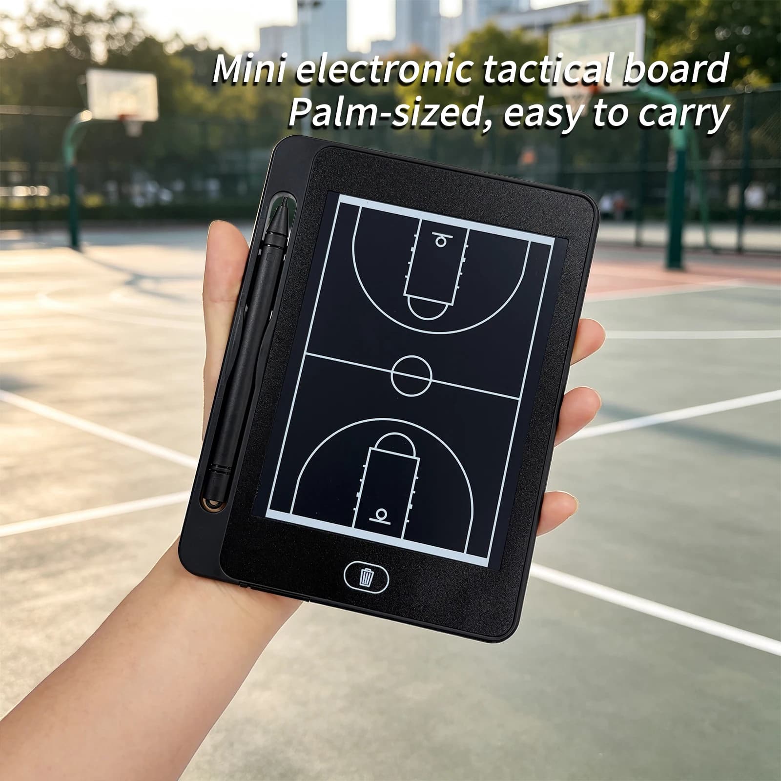 6.5 Inch Electronic Basketball Tactical Board LCD Digital Coaching Strategy Board With Stylus Pen One‑Key Erase Portable Reusabl