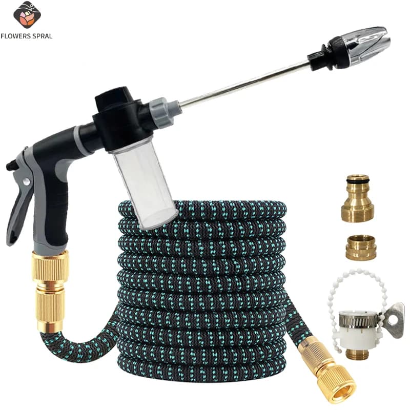 High Pressure Foam Spray Gun With Expandable Hose And Quick Connection Adapter For Garden Irrigation And Cleaning Tools
