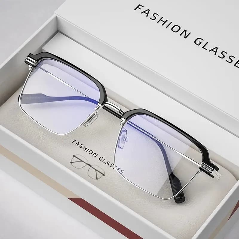 Occhiali da lettura quadrati alla moda Uomo Donna Occhiali da presbite con montatura in metallo anti luce blu Occhiali da computer antifatica da 0 a +4.0