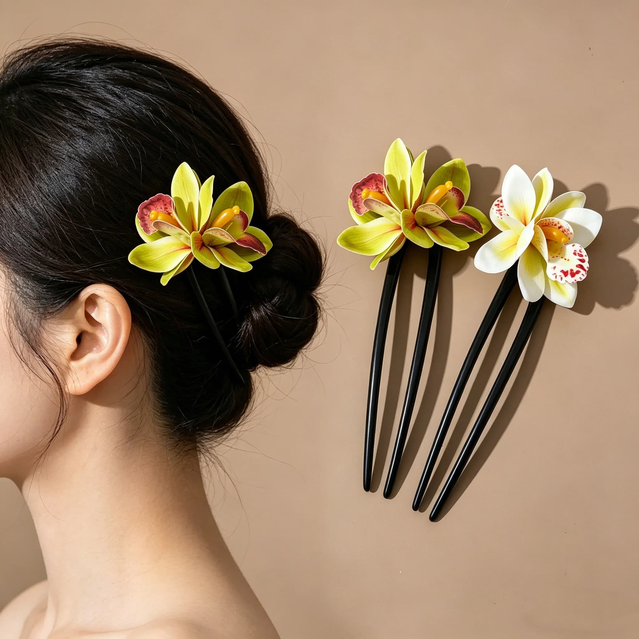 1 pezzo di fermagli per capelli con fiori simulati in 3D, eleganti fermagli per capelli a forma di U, versatili copricapo floreali per la primavera e l'estate, freschi accessori per capelli con fiori simulati, essenziali per damigelle d'onore/styling fotografico