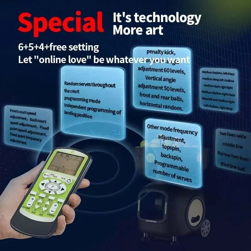 2024 Macchina automatica per palline da allenamento per tennis con app per aste telescopiche e telecomando per il fitness sportivo
