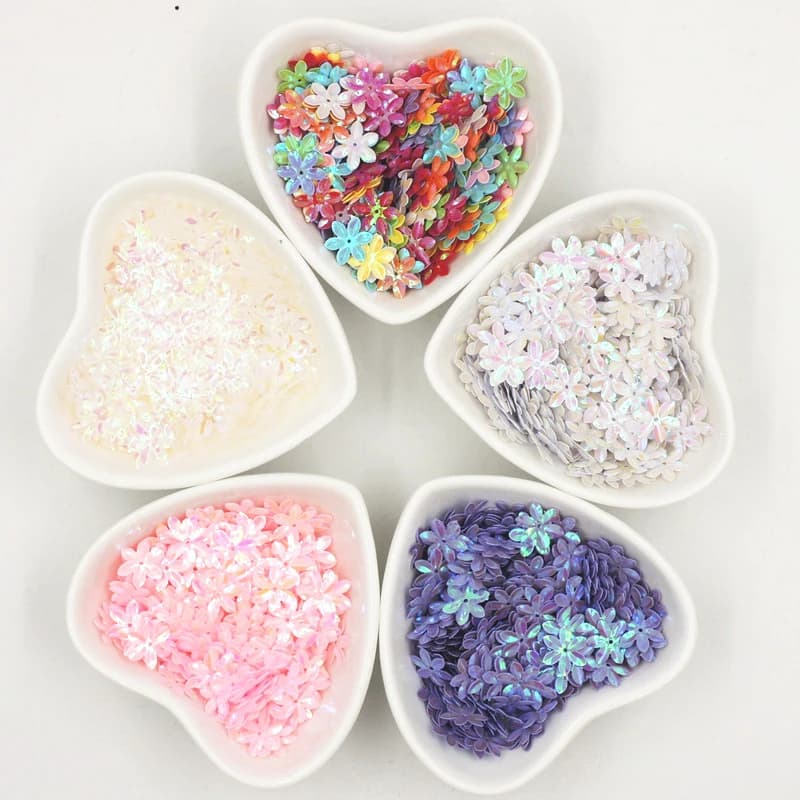 10 g/borsa 12mm cinque dita fiore Paillettes PVC Paillettes manuali fai da te cucito matrimonio artigianato abbigliamento donna accessori