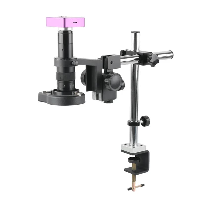 Microscopio Digitale 1080P 2K 4K per Gioielleria e Industria, Fotocamera con Lente Zoom C-Mount, Braccio Girevole e Supporto da Tavolo con Morsetto