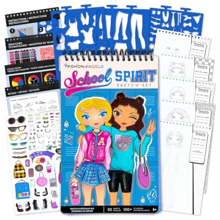 Sketch Set, Includes Sketch Pad with Stencils and Stickers, Sketch Book for Girls, Ideal Drawing Kit for