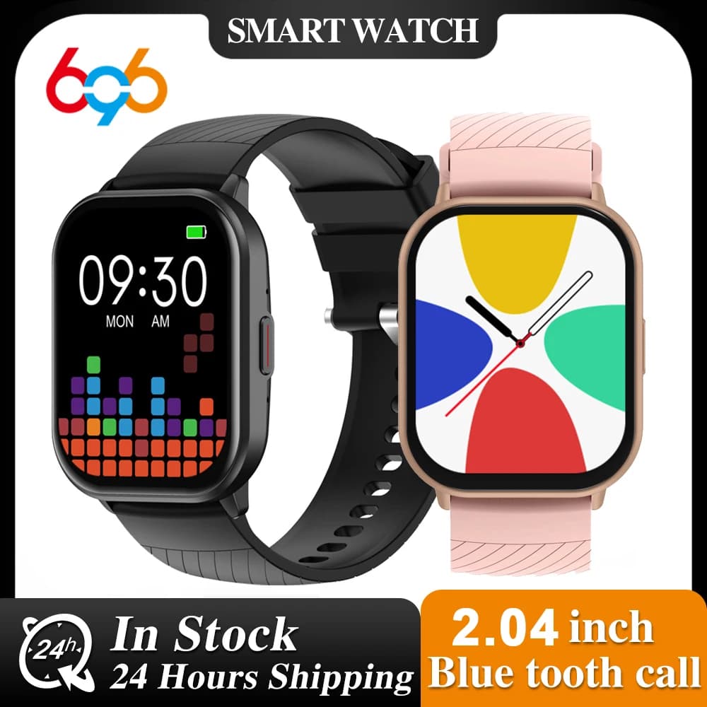Moda 2.04 'Blue Tooth Call Smartwatch Mem Donna Monitoraggio della salute del sonno Sport Smart Watch Assistente vocale impermeabile