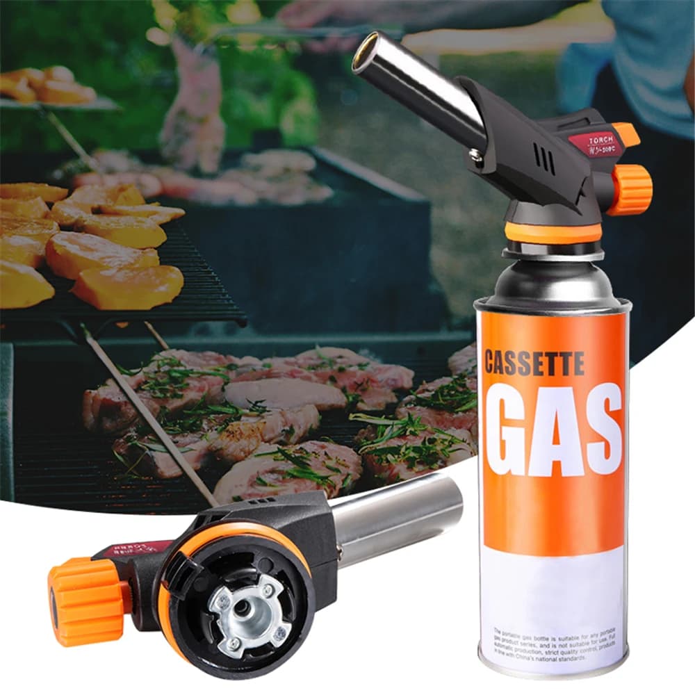 Torcia a gas Pistola a fiamma Butano Accensione automatica Accendino Potenza di fuoco regolabile Bruciatore a gas Accendino Pistola a spruzzo Testa Saldatura Strumenti di riscaldamento per barbecue