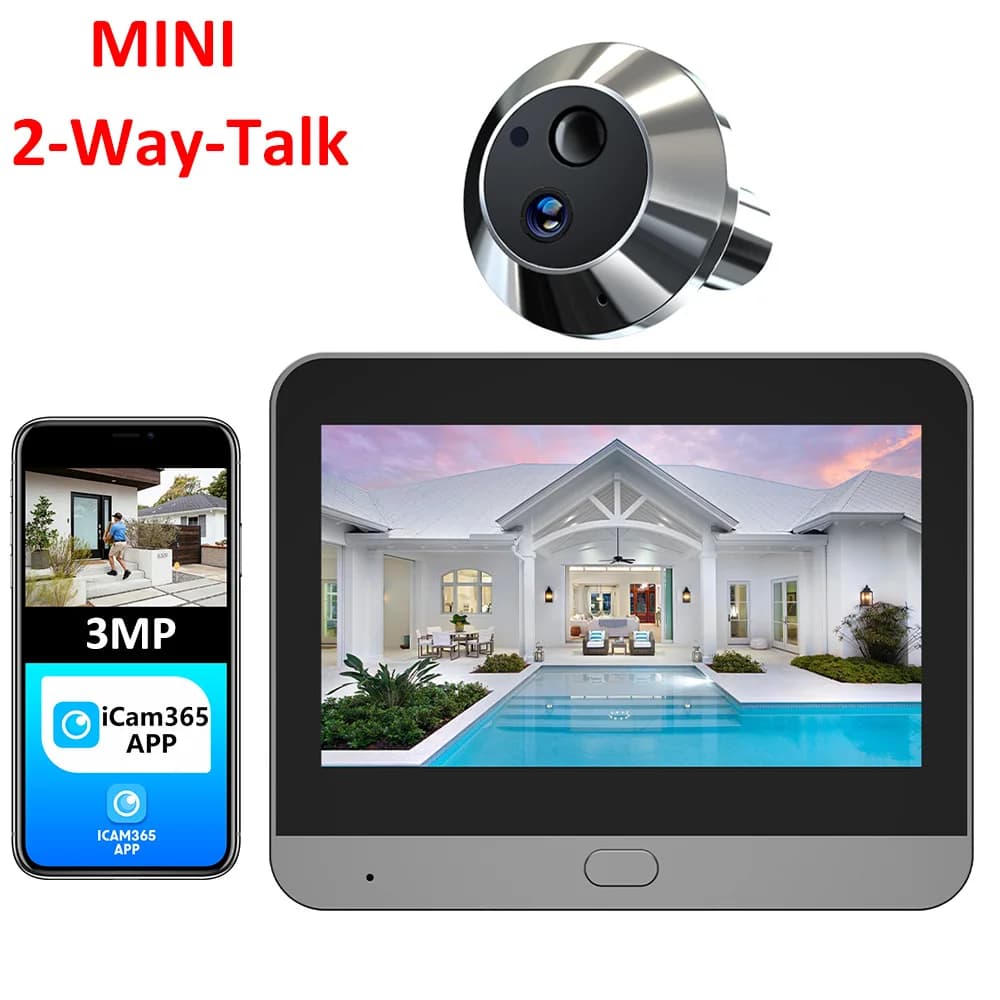 Smart 3MP Mini Spioncino Digitale Porta Occhio Macchina Fotografica Wireless WiFi 940nm A Infrarossi IR PIR Rilevazione di Movimento Visualizzatore Digitale iCam365 APP