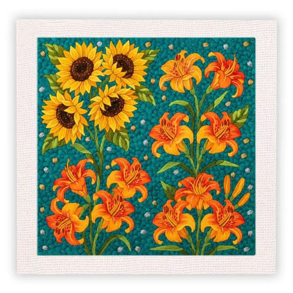 CHENISTORY Flower Punch Needle Embroidery Needles Flower Punch Needle Kit For Beginners For Adults