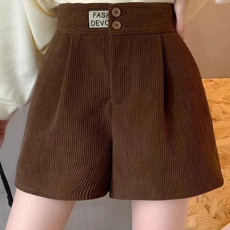 2026 Composite Milk Silk Corduroy For Women, Autumn Winter Casual High Waist Wide Leg Leggings Boot Shorts