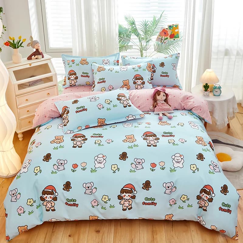 Copripiumino per cani con fiori adorabili per ragazza 4 pezzi Set di biancheria da letto Copripiumino per cuccioli Koala Copripiumino in poliestere 1 lenzuolo piatto 2 federe