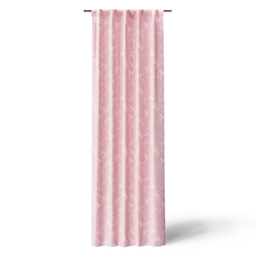 Pink Ribbons Sheer Overlay Blackout Rod Pocket with Back Tabs Single Curtain Panel 38" W x 84" L