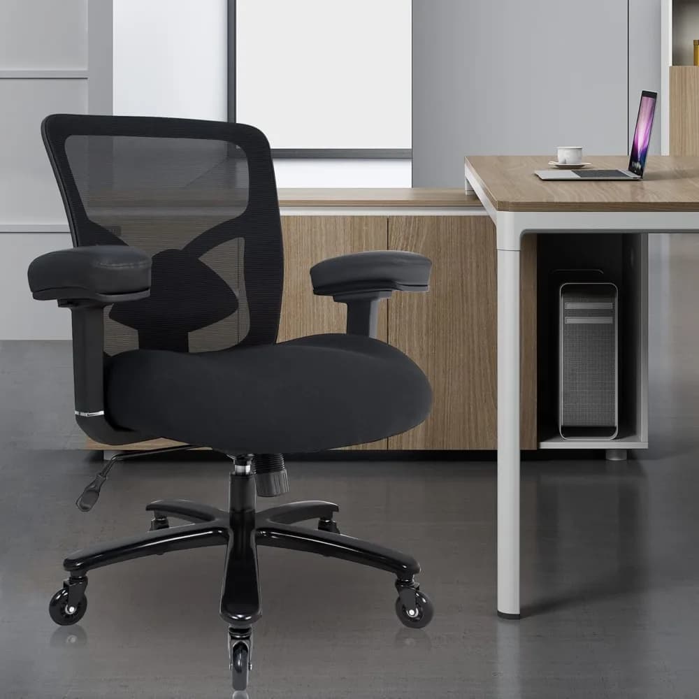 Sedia da ufficio grande e alta da 500 libbre - Sedia da scrivania ergonomica in rete, sedia per computer resistente, cuscino ampio e spesso