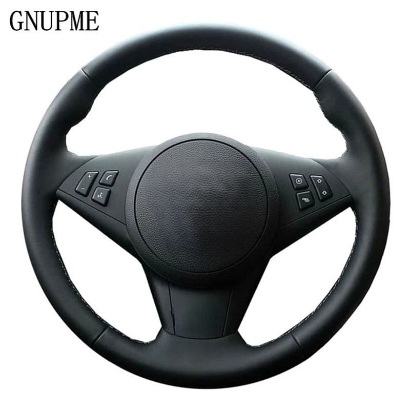 GNUPME fai da te nero cucito a mano coprivolante per auto in vera pelle per BMW E60 E63 E64 M5 2005 2007 2008 M6 2007