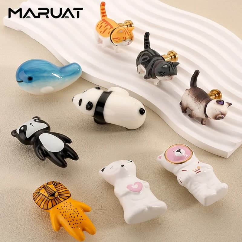 Maniglie per camerette per bambini maniglie per mobili in resina ceramica maniglie per armadietti per cartoni animati manopole per cassetti forme animali maniglie per armadietti per bambini
