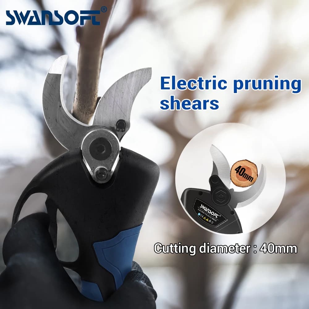 SWANSOFT 8605 Professional battery electric pruning shears Electric cutting tool Orchard scissors Garden tree branches power Trimmer