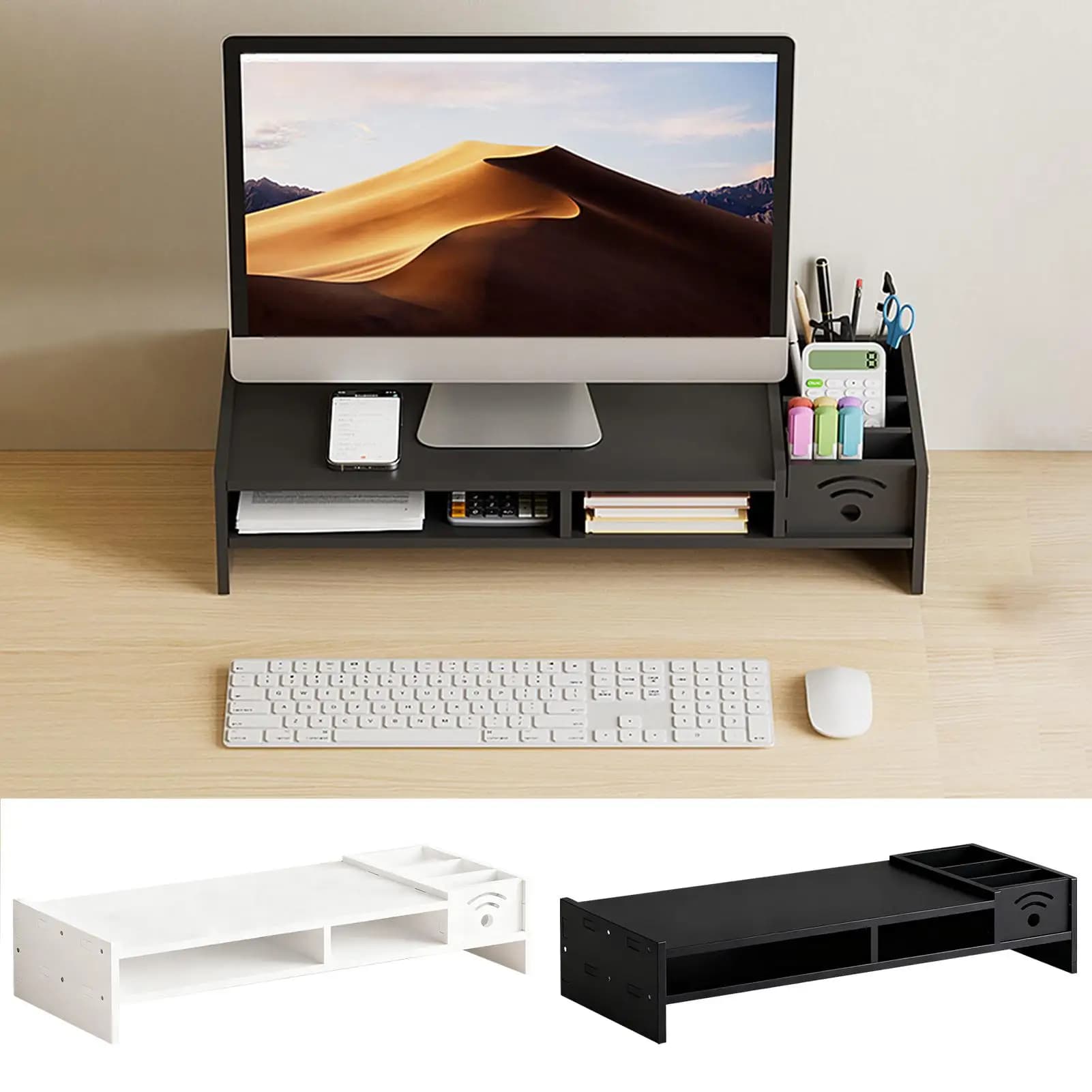 Monitor Stand For Desk 2-Tier Desk Holder 4.3 Inch Height Computer Monitor Riser With Storage Organizer For Home Laptop PC TV