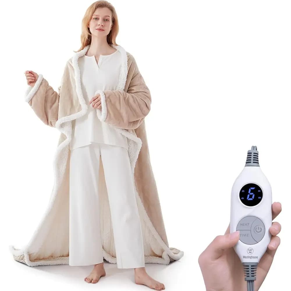 Coperte elettriche Snle con oot ket, gambali riscaldati indossabili con maniche, 6 livelli di riscaldamento e set di tempi di riscaldamento da 2 a 10 ore