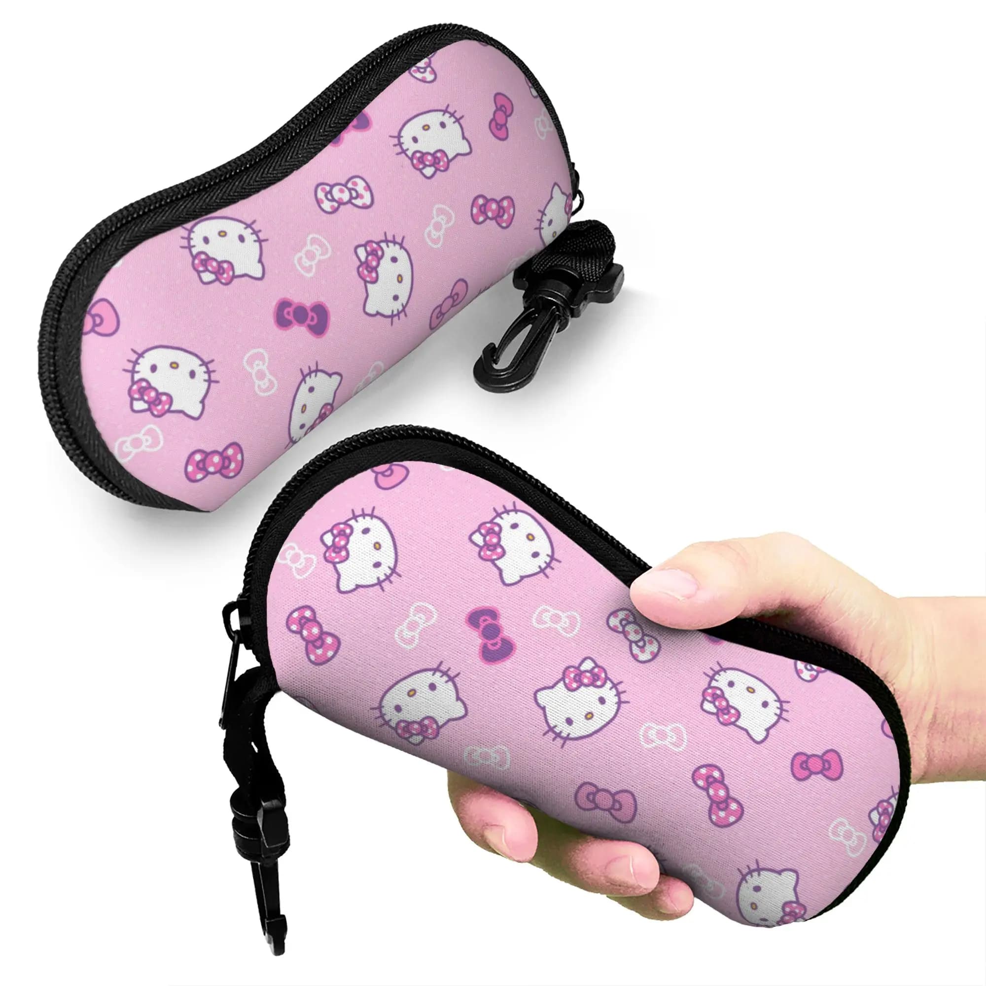 Custodia per Occhiali Hello Kitty con Cerniera per Uomo Donna Studente, Scatola Porta Occhiali da Sole Kitty Bianca, Custodia Regalo per Lenti a Contatto