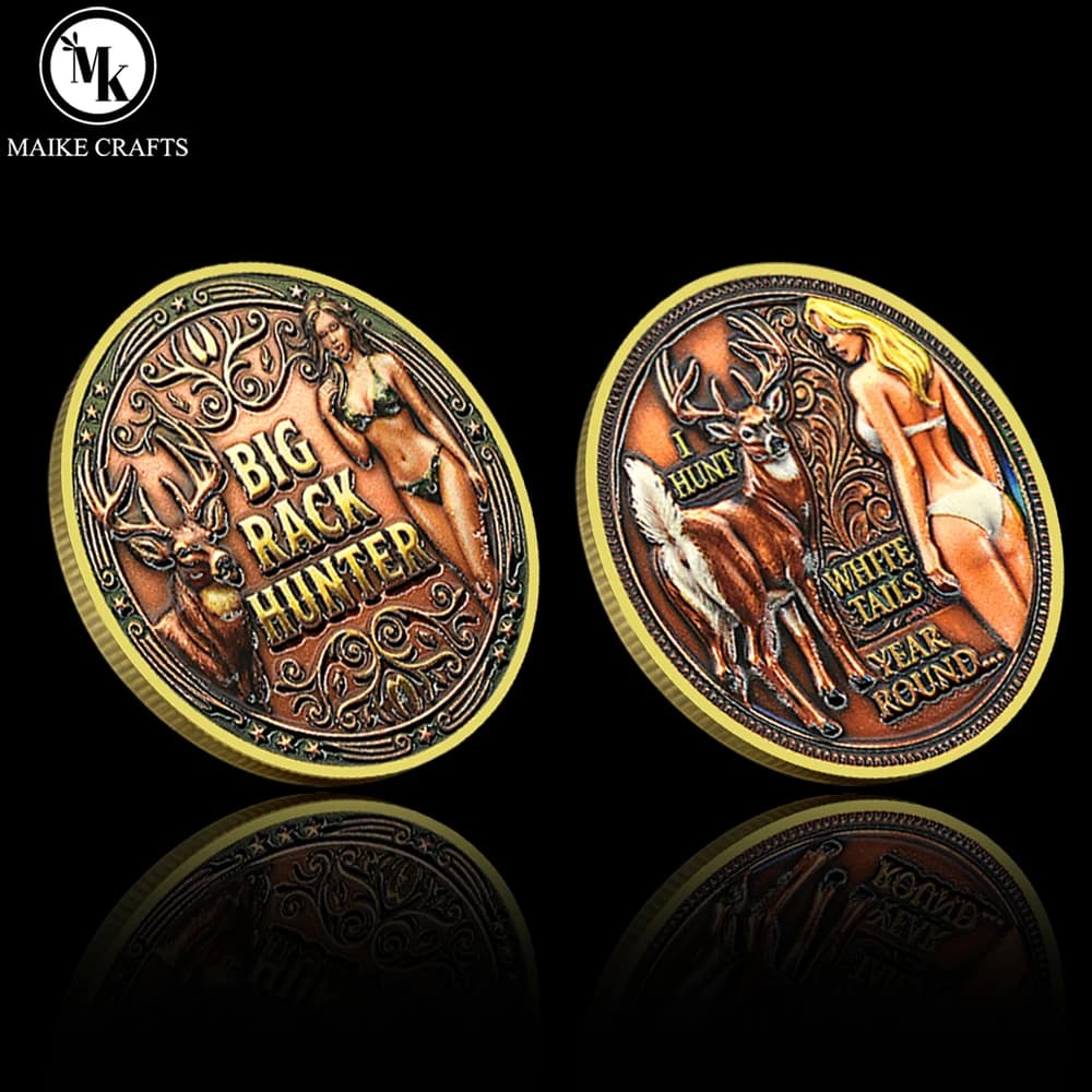 Big Rack Hunter Commemorative Coin Deer Hunting Metal Challenge Coin Collectible Gift Outdoor Wildlife Token