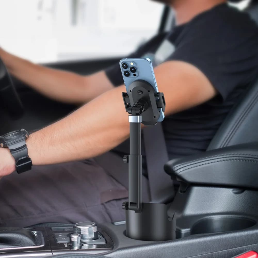 Universal 2 in 1 Car Cup Holder Multifunction Extendable Mobile Phone Mount Stand 360° Rotation Adjustable Car Smartphone Holder