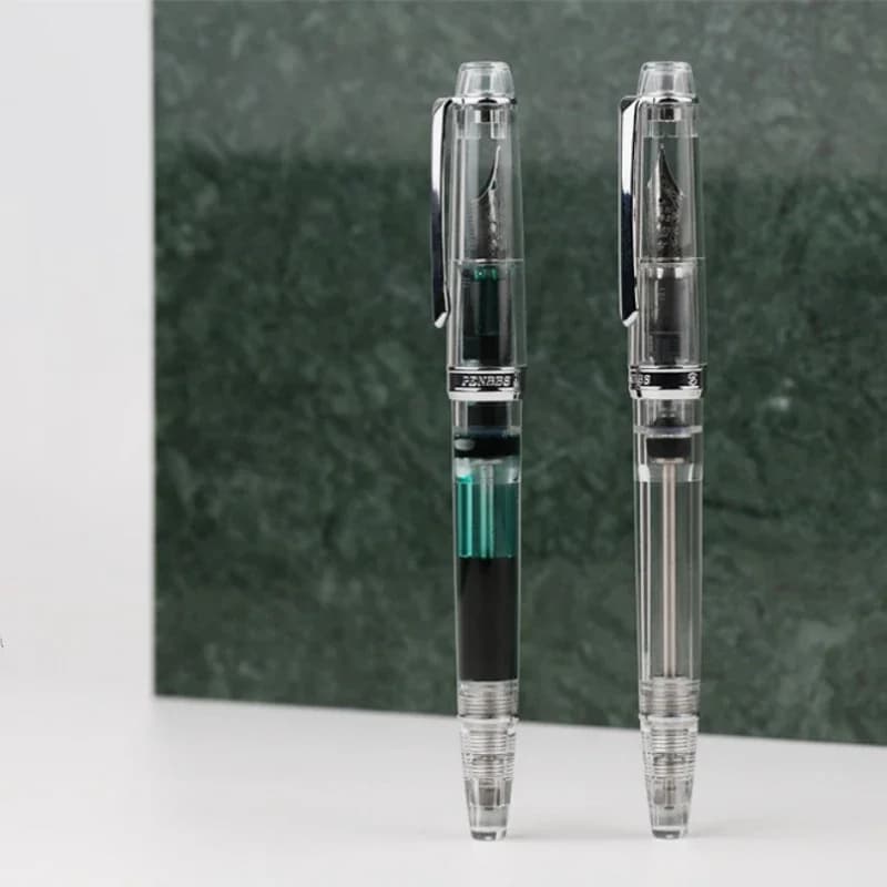 PENBBS 268 Vacuum Resin Filling Fully Transparent Fountain Pen Iridium EF/F/M Nib Writing Gift Pen Office Supplies Stationery