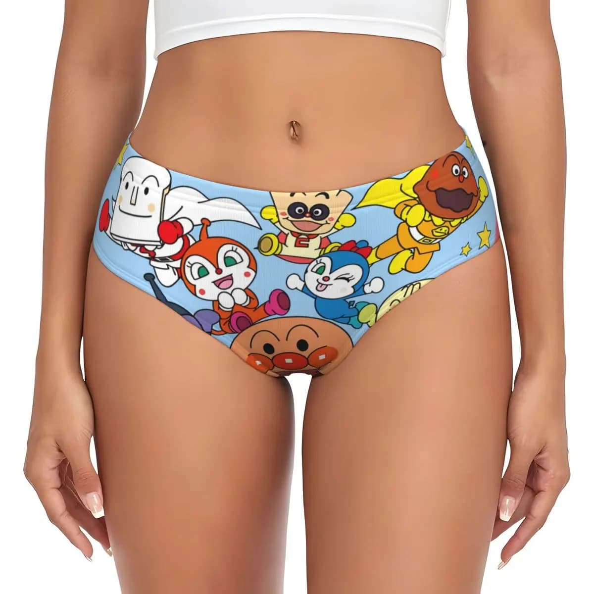 Mutandine Personalizzate da Donna con Stampa Anpanman, Slip Elasticizzati Femminili