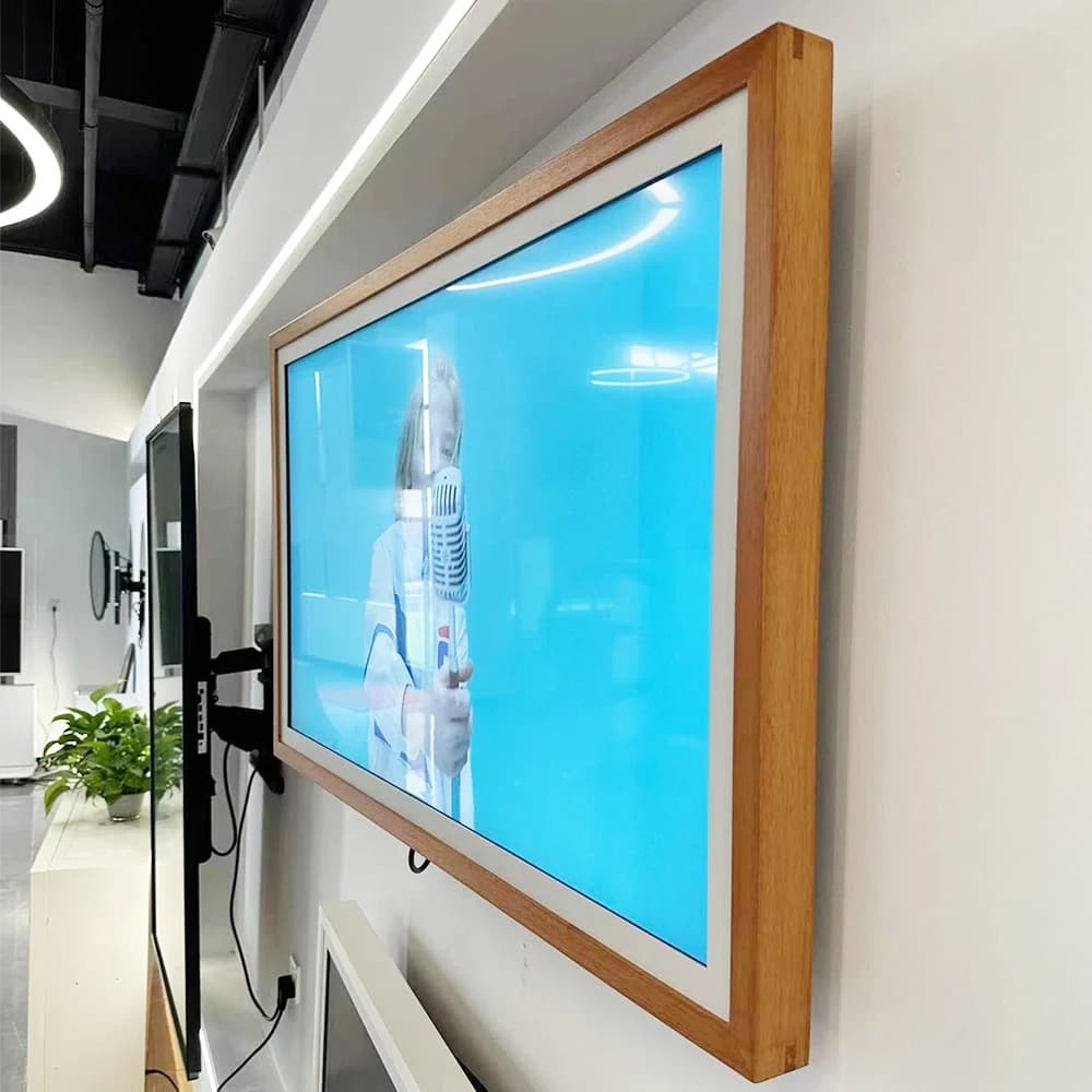 Cornice Digitale in Legno da 32 43 55 Pollici, Display da Parete, NFT Full HD, Touch Screen, WiFi