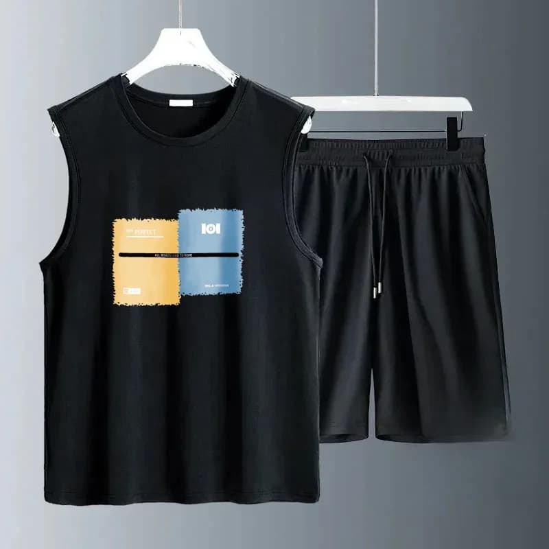Summer Completion 2026: Breathable Casual Set 2 Pieces T-shirt + Shorts, Men's Suit, Sleeveless Largo vest for Jogging, Men's Suits