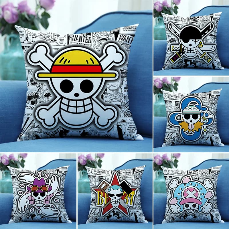 Cartoon One Piece Pillowcase Pillow Cover 45x45cm Anime Polyester Luffy Pillowcase Office Home Sofa Decor Cushion Cover Gifts