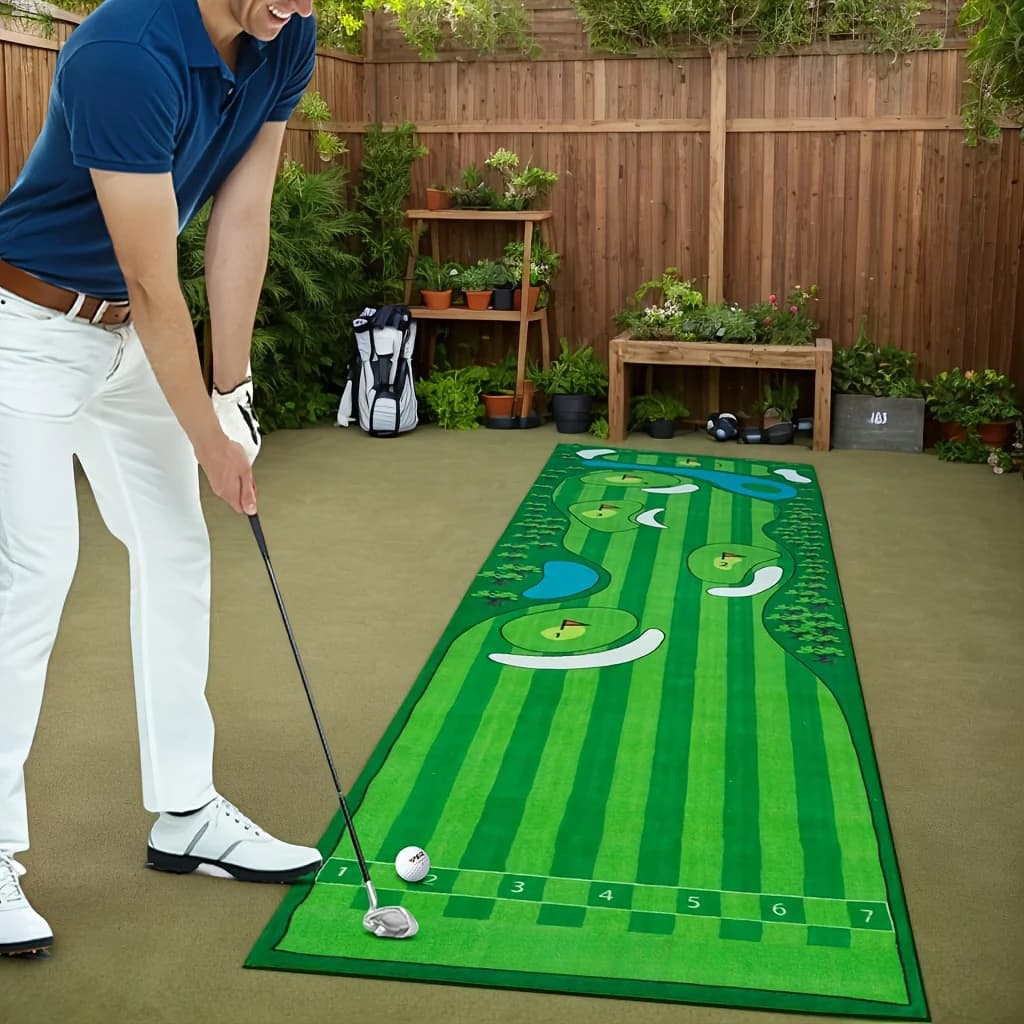 VIKAMA Mini Golf Green Putting Mat Portable Anti Slip Indoor Training Rug Home Office Decor Floor Mat