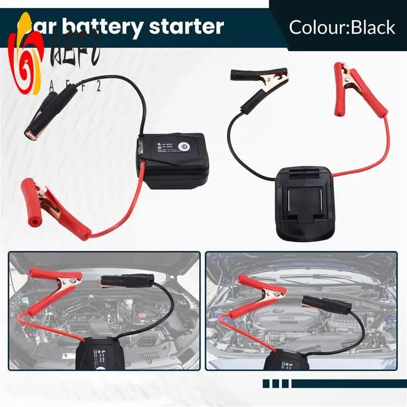 Adattatore per avviamento di emergenza AEF2-Car con 2 porte USB e adattatore per avviamento di emergenza con luce a LED per batteria da 18 V