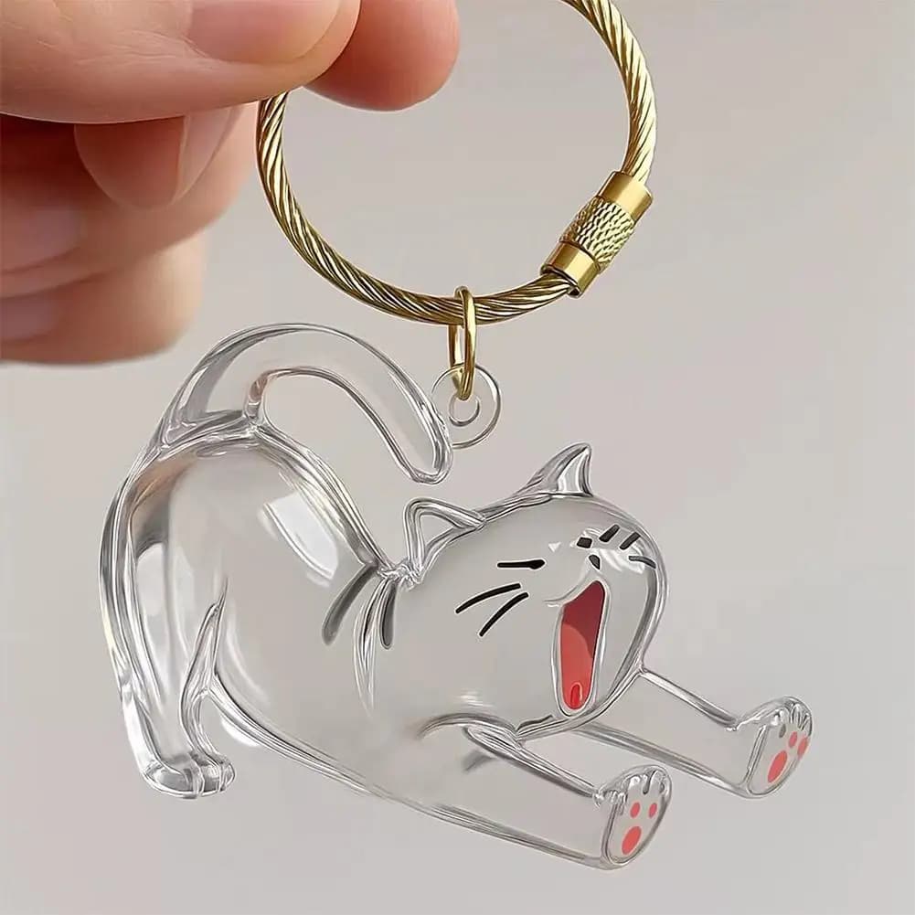 Piccoli ornamenti Ciondolo portaoggetti in pelliccia di gatto Simpatico design fatto a mano a forma di gatto Portachiavi creativo Accessori fai da te Capsula a maglie luminose