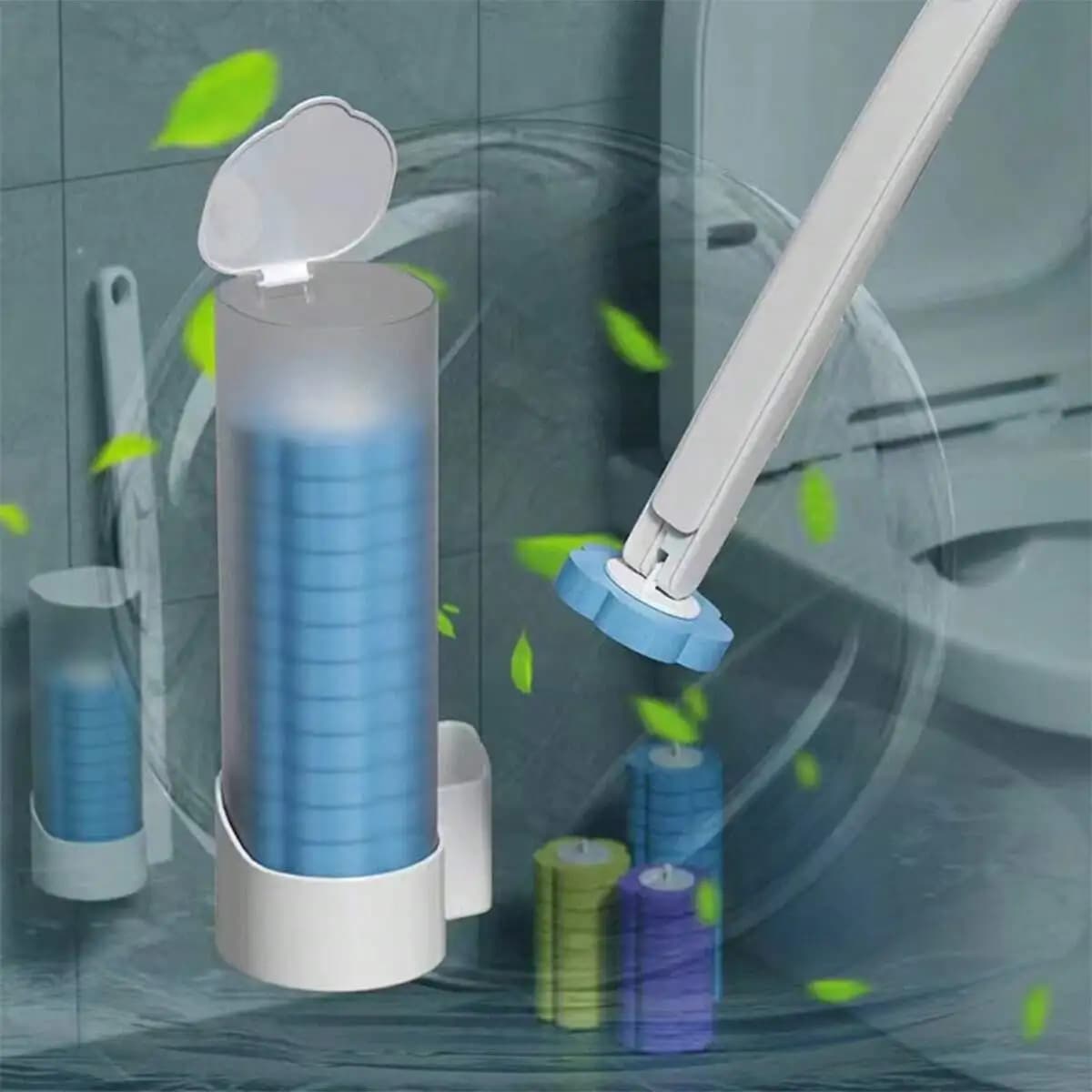 Bathroom Long Handle Cleaning Tool, Disposable Toilet Brush Replacement Head, Bathroom Accessories Disposable Toilet Brush Set - Dissolving Replacement Head, Easy To Clean And Remove Stains! Wall-Mo